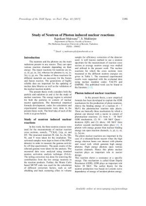 Study of Neutron of Photon Induced Nuclear Reactions Rajnikant Makwana(*), S