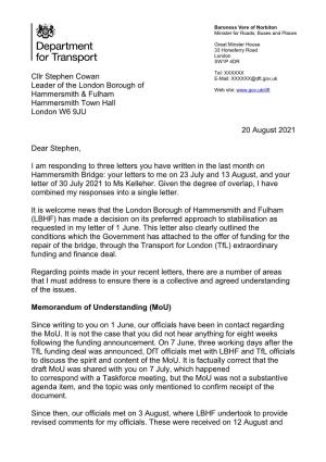Response Letter to London Borough of Hammersmith and Fulham