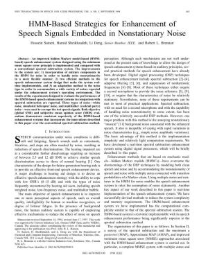 HMM-Based Strategies for Enhancement of Speech Signals Embedded in Nonstationary Noise