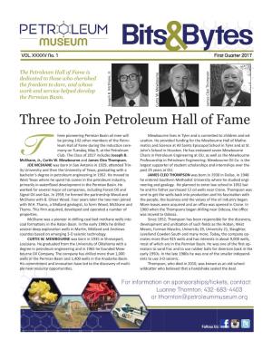 Three to Join Petroleum Hall of Fame