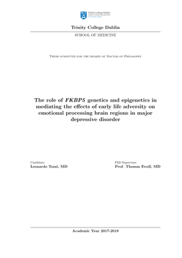 The Role of FKBP5 Genetics and Epigenetics in Mediating the Effects