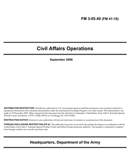 Army Manual on Civil Affairs Operations
