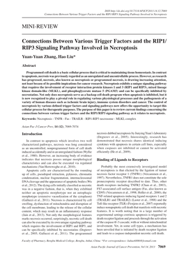 Connections Between Various Trigger Factors and the RIP1/RIP3 Signaling Pathway Involved in Necroptosis