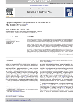 A Population Genetics Perspective on the Determinants of Intra-Tumor Heterogeneity☆