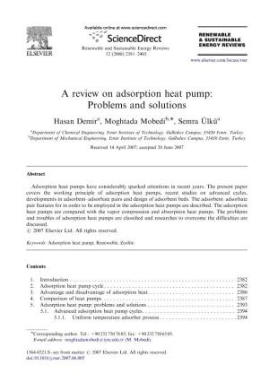 A Review on Adsorption Heat Pump: Problems and Solutions