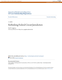 Rethinking Federal Circuit Jurisdiction Paul R