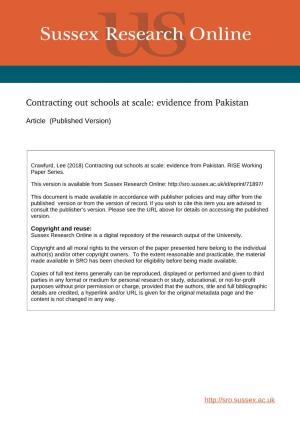 Contracting out Schools at Scale: Evidence from Pakistan