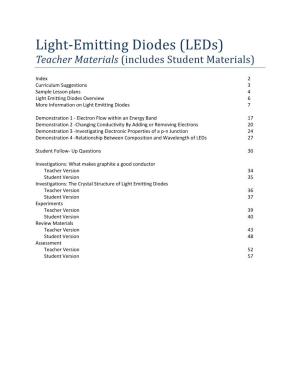 Light-Emitting Diodes (Leds) Teacher Materials (Includes Student Materials)