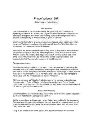 Prince Valiant (1997) a Summary by Helen Chavez