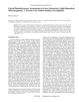 Closed Photobioreactor Assessments to Grow, Intensively, Light Dependent Microorganisms: a Twenty-Year Italian Outdoor Investigation