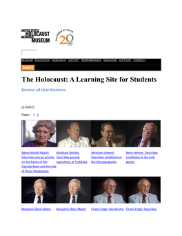 The Holocaust: a Learning Site for Students