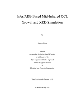 Inas/Alsb Based Mid-Infrared QCL Growth and XRD Simulation
