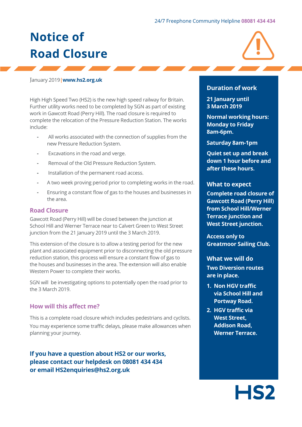 Notice of Road Closure Gawcott Rd New V2 25-01-19.Indd