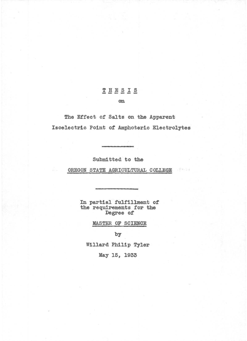 The Effect of Salts on the Apparent Iscelectric Point of Amphoteric