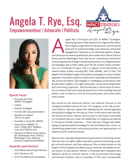 Angela T. Rye, Esq. Empowermenteur | Advocate | Politista