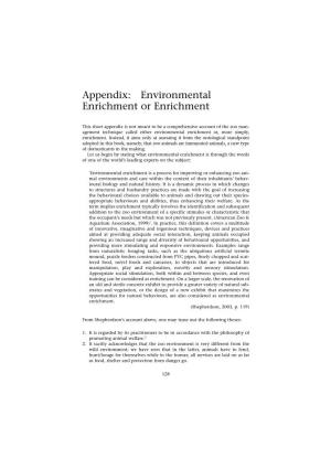 Appendix: Environmental Enrichment Or Enrichment