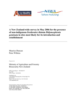 A New Zealand-Wide Survey in May 2006 for the Presence of Non