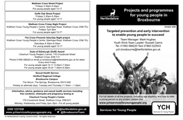 Projects and Programmes for Young People in Broxbourne