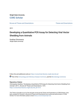 Developing a Quantitative PCR Assay for Detecting Viral Vector Shedding from Animals