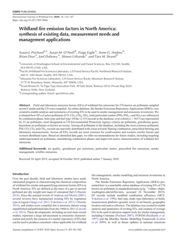 Wildland Fire Emission Factors in North America: Synthesis of Existing Data, Measurement Needs and Management Applications