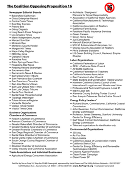 The Coalition Opposing Proposition 16