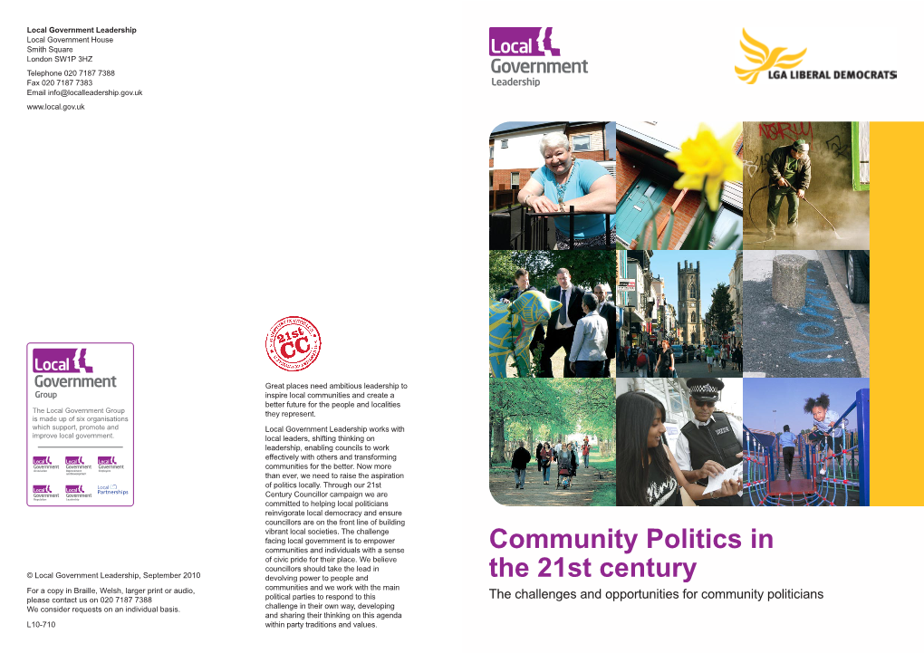 Community Politics in the 21St Century Community Politics in the 21St Century 3 Chapter 1