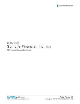 Sun Life Financial, Inc. (SLF) NBF Financial Services Conference