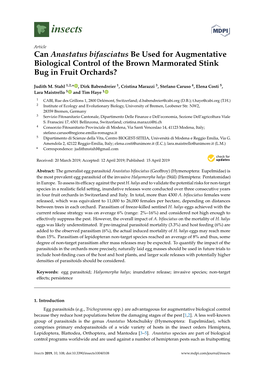 Can Anastatus Bifasciatus Be Used for Augmentative Biological Control of the Brown Marmorated Stink Bug in Fruit Orchards?