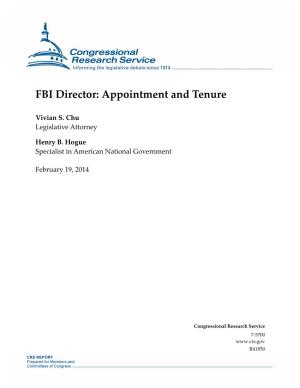 FBI Director: Appointment and Tenure