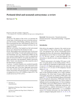 Perinatal (Fetal and Neonatal) Astrocytoma: a Review