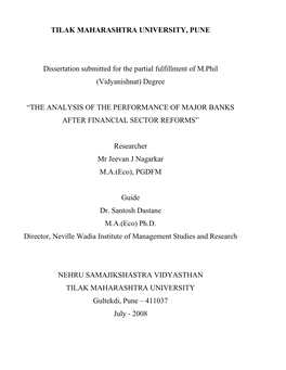 TILAK MAHARASHTRA UNIVERSITY, PUNE Dissertation