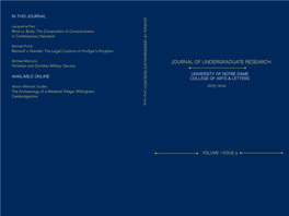 Journal of Undergraduate Research Journal of Undergraduate