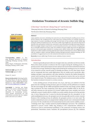 Oxidation Treatment of Arsenic Sulfide Slag