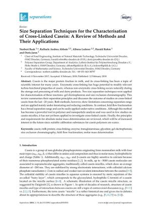 Size Separation Techniques for the Characterisation of Cross-Linked Casein: a Review of Methods and Their Applications