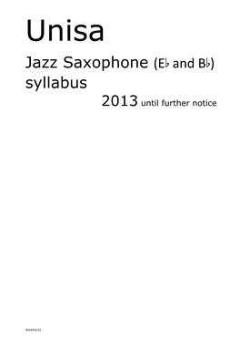 Jazz Saxophone (Eb and Bb) Syllabus