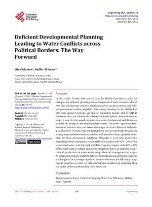 Deficient Developmental Planning Leading to Water Conflicts Across Political Borders: the Way Forward
