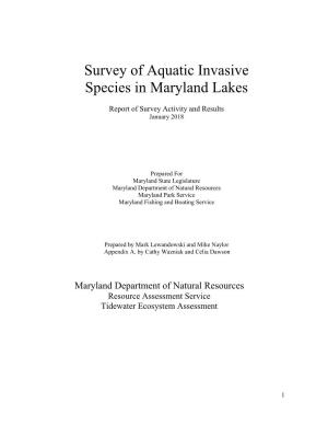 Survey of Aquatic Invasive Species in Maryland Lakes