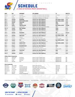 Schedule // 2020-21 Kansas Men’S Basketball