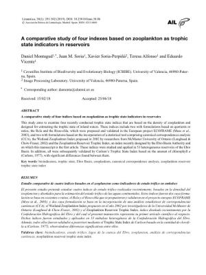 A Comparative Study of Four Indexes Based on Zooplankton As Trophic State Indicators in Reservoirs