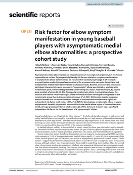 Risk Factor for Elbow Symptom Manifestation in Young