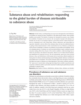 Substance Abuse and Rehabilitation Dovepress Open Access to Scientific and Medical Research