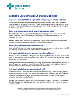 Clearing up Myths About Statins Medication