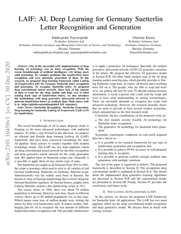 LAIF: AI, Deep Learning for Germany Suetterlin Letter Recognition and Generation