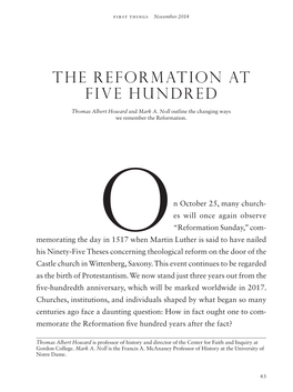 The Reformation at Five Hundred