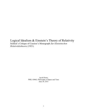 Logical Idealism & Einstein's Theory of Relativity
