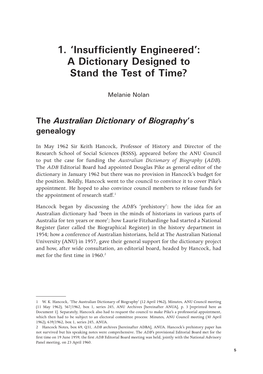 The Australian Dictionary of Biography’S Genealogy