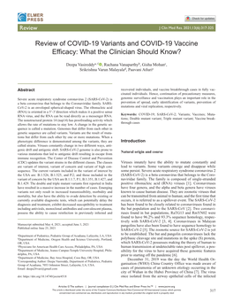 Review of COVID-19 Variants and COVID-19 Vaccine Efficacy: What the Clinician Should Know?