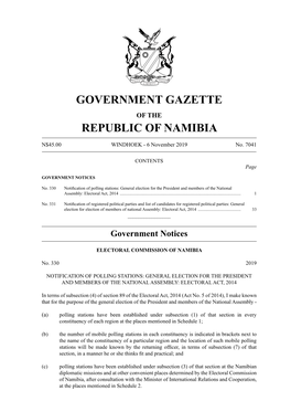 Government Gazette Republic of Namibia