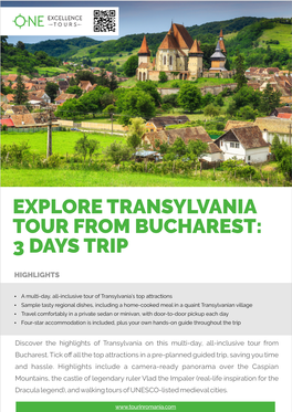 Explore Transylvania 3 Days from Bucharest.Cdr
