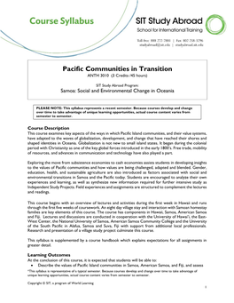 Pacific Communities in Transition – Syllabus